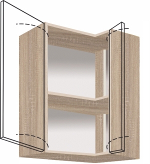 Горен кухненски ъглов шкаф ляв Глобал с 2 врати 70/40 см