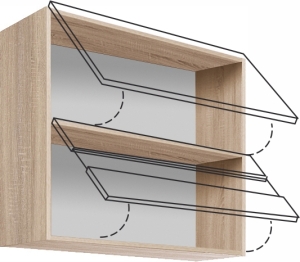 Горен кухненски шкаф Глобал с 2 клапващи врати и стъкло 80 см