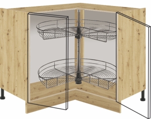 Долен кухненски шкаф Премио ъглов с 2 врати и механизъм 90/90 см