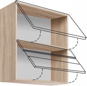 Горен кухненски шкаф Глобал с 2 клапващи врати и стъкло 60 см