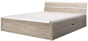 Легло Бета с чекмеджета светъл дъб сан ремо и бял мат за матрак с размер 160/200 или 180/200 см