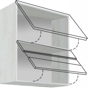 Горен кухненски шкаф Фаворит лате гланц с 2 клапващи врати и стъкло 60 см