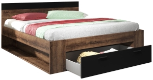 Спален комплект Бета манастирски дъб и черен мат с избор на размер на легло и гардероб
