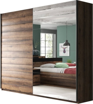 Спален комплект Бета манастирски дъб и черен мат с избор на размер на легло и гардероб