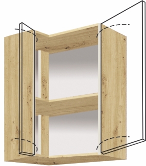 Горен кухненски ъглов шкаф десен Гламър син мат с 2 врати 40/70 см