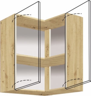 Горен кухненски ъглов шкаф Гламър син мат с 2 врати 60/60 см