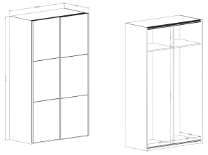 Гардероб Изи с 2 плъзгащи врати дъб вотан с дължина 120 см