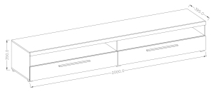 ТВ шкаф Индия с 2 клапващи врати и 2 ниши 200 см бял гланц