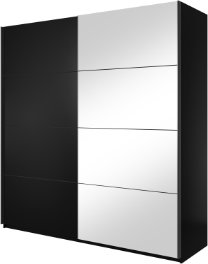 Гардероб Бета с 2 плъзгащи врати и огледало черен мат с дължина 180, 200 и 221 см