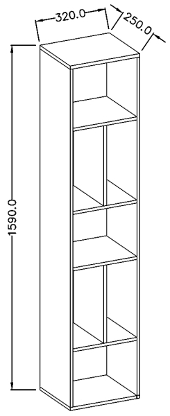 Вертикална стенна етажерка Толедо  антрацит мат и дъб грандсон