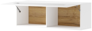 Хоризонтална стенна витрина Толедо с 1 повдигаща врата  бял гланц и светъл дъб сан ремо