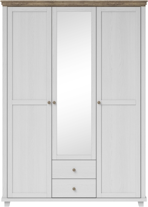 Гардероб Евора с 3 врати и 2 чекмеджета с огледало избелен ясен и дъб лефкас с дължина 154 см