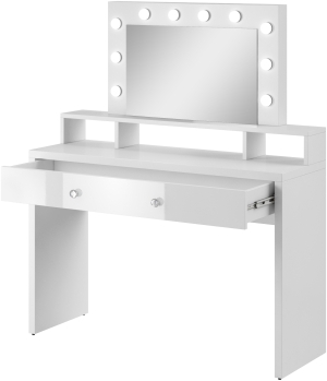 Тоалетка Ария с огледало и LED осветление бял гланц
