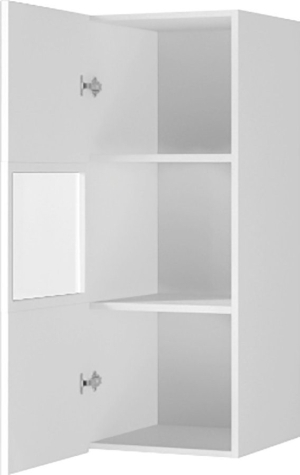 Стенна витрина Хелио с 1 врата със стъкло бял мат и бяло стъкло