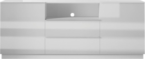 Скрин Хелио с 2 врати, 2 чекмеджета и 1 ниша бял мат и бяло стъкло