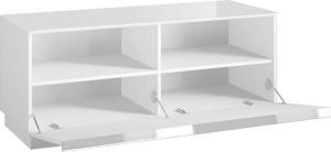 ТВ шкаф Хелио с 1 клапваща врата с дължина 120 см бял мат и бяло стъкло
