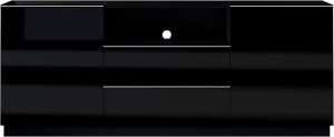 Скрин Хелио с 2 врати и 4 чекмеджета черен мат и черно стъкло