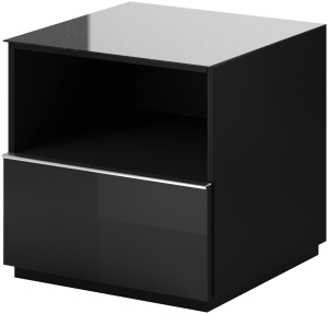 ТВ шкаф Хелио с 1 чекмедже и ниша с дължина 50 см черен мат и черно стъкло