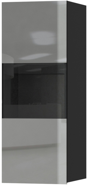 Стенна витрина Хелио с 1 врата със стъкло черен мат и сиво стъкло