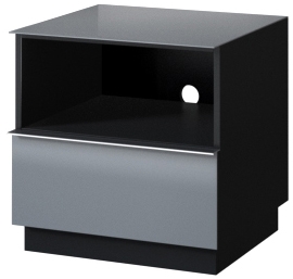 ТВ шкаф Хелио с 1 чекмедже и ниша с дължина 50 см черен мат и сиво стъкло