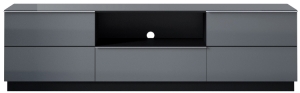 ТВ шкаф Хелио с 2 клапващи врати, 1 чекмедже и ниша с дължина 180 см черен мат и сиво стъкло