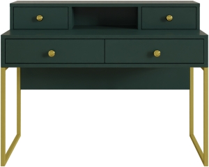 Бюро Клое с 4 чекмеджета тъмно зелен и златисто