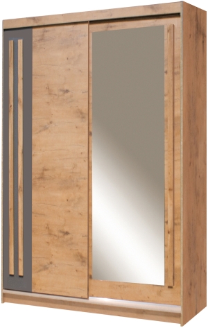 Гардероб Ефект с 2 плъзгащи врати и огледало дъб ланселот с дължина 150, 175 и 200 см