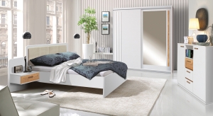Легло Ефект в комплект с 2бр. нощни шкафчета бор андерсен и дъб ланселот за матрак с размер 160/200 см