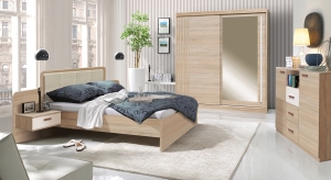 Легло Ефект в комплект с 2бр. нощни шкафчета дъб сонома и бор андерсен за матрак с размер 160/200 см