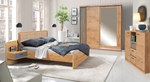 Легло Ефект в комплект с 2бр. нощни шкафчета дъб ланселот и конго мат за матрак с размер 160/200 см