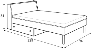 Единично легло Фаро с ракла и чекмедже за матрак с размер 90/200 см бял, дъб артизан и сив