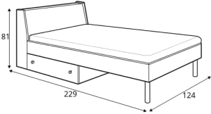 Единично легло Фаро с ракла и чекмедже за матрак с размер 120/200 см бял, дъб артизан и сив